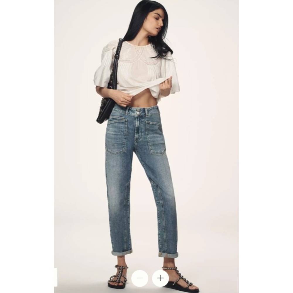 Pilcro Wanderer Relaxed Fit Jeans Mid Rise Blue Denim Anthropologie Women's